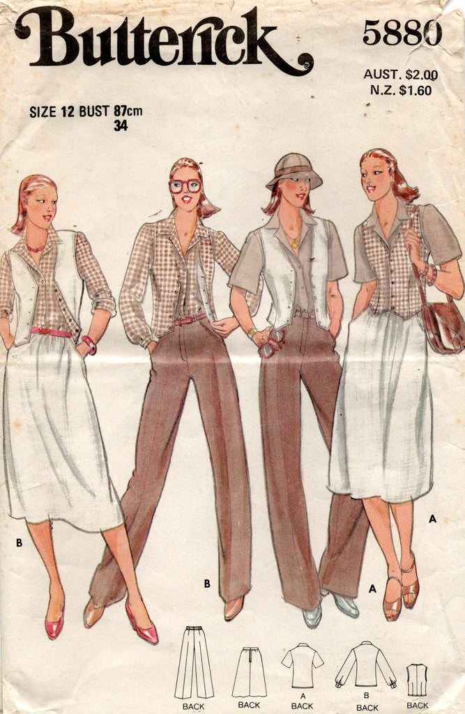 Butterick 6992 vintage 1970s vest, skirt, jacket and pants pattern. Bu –  the vintage pattern market